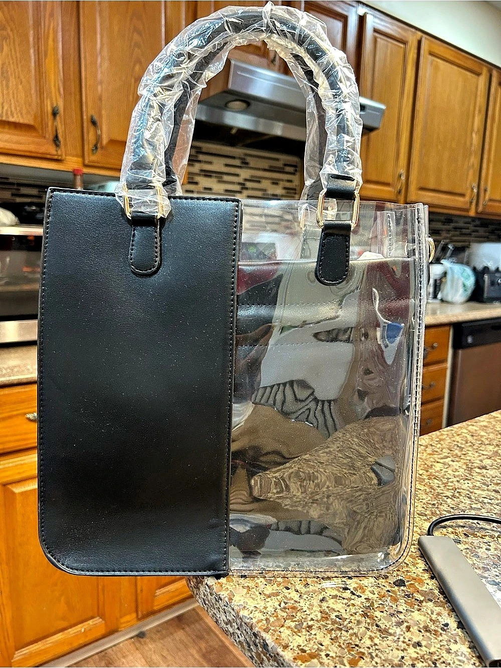 Clear & Black Tote Bag